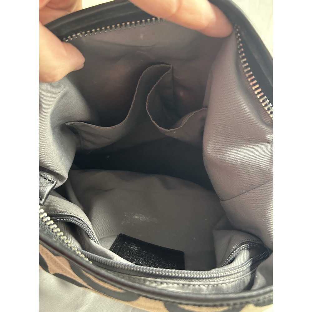Coach Signature C Hobo Bag Black Khaki Canvas Leather Tassel - Picture 9 of 9